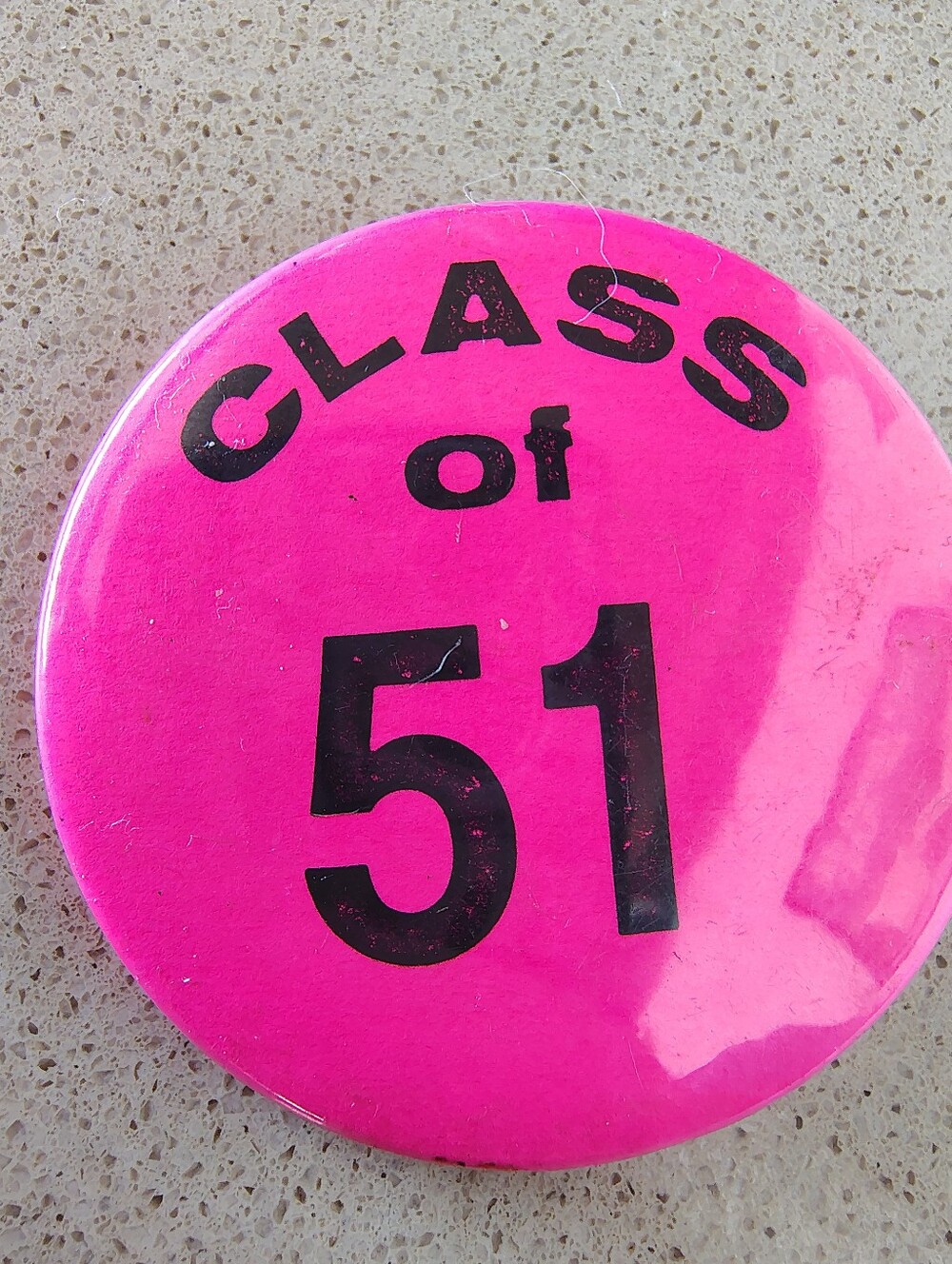 Hot Pink "Class of 51" Pinback Party Button - Unbranded #Vintage #Retro #School